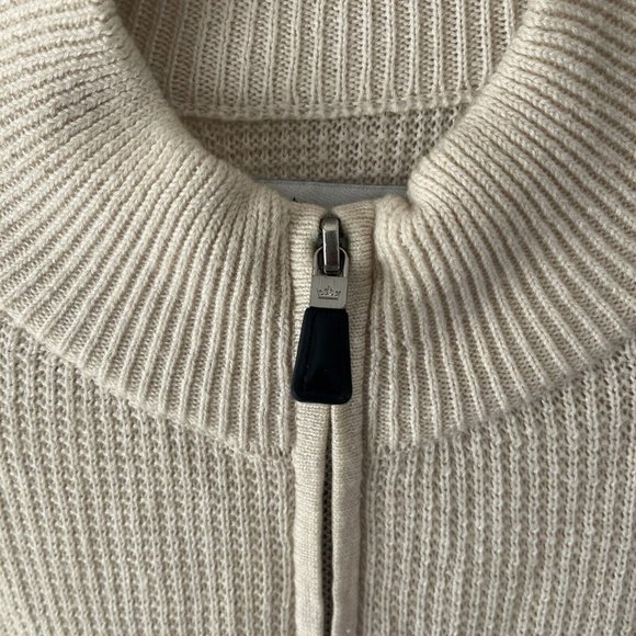 Peter Millar 1/4 Zip Colorblock Golf Sweater Men's Medium Cream Blue Wool - Picture 2 of 10